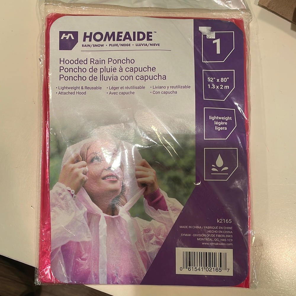 Brand New Never Opened Red Hooded Rain Poncho
